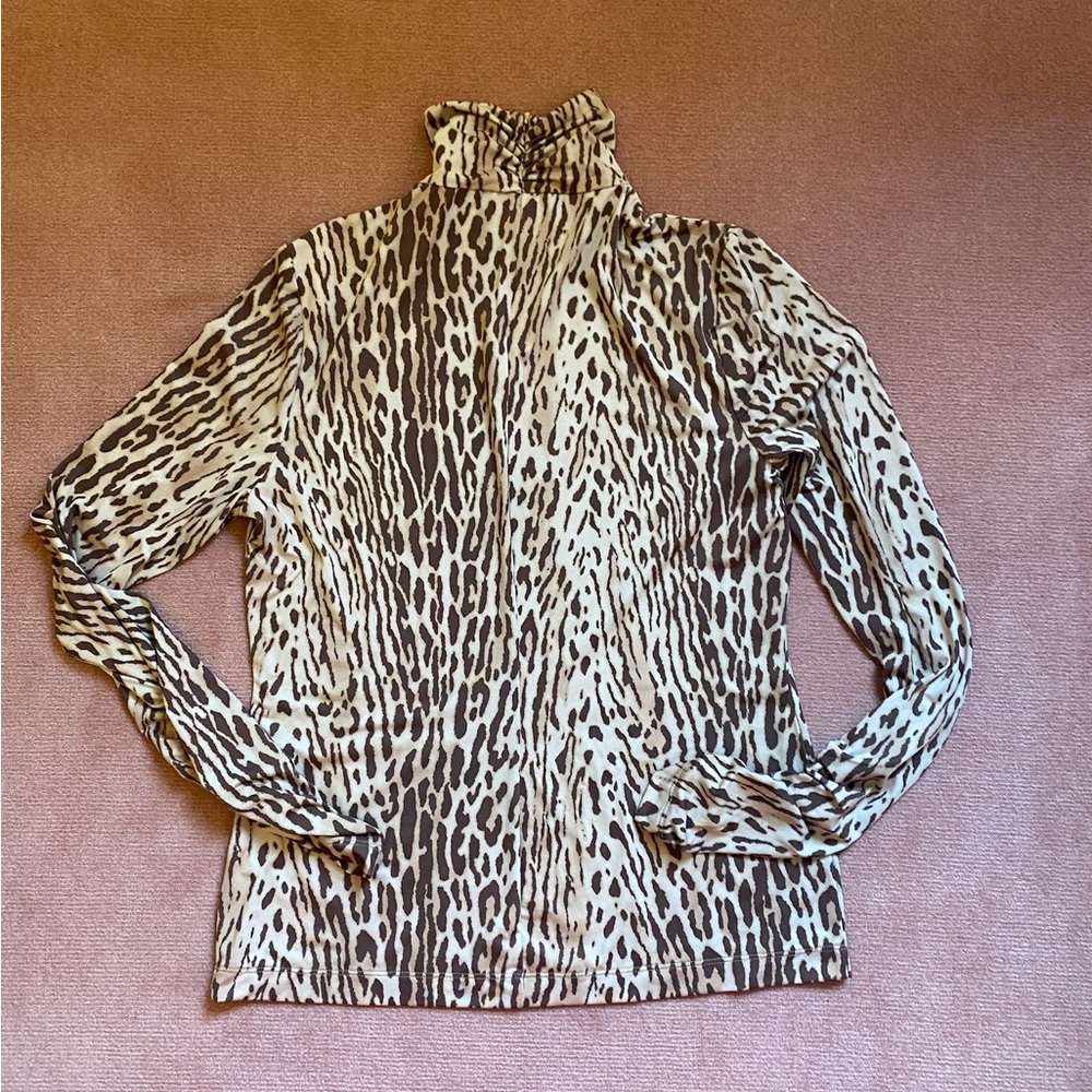 Zimmermann Long Sleeve High Neck Animal Print Top